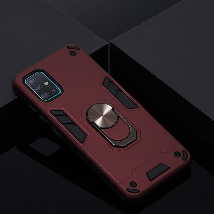 For Samsung Galaxy A51 2 in 1 Armour Series PC + TPU Protective Case with Ring Holder