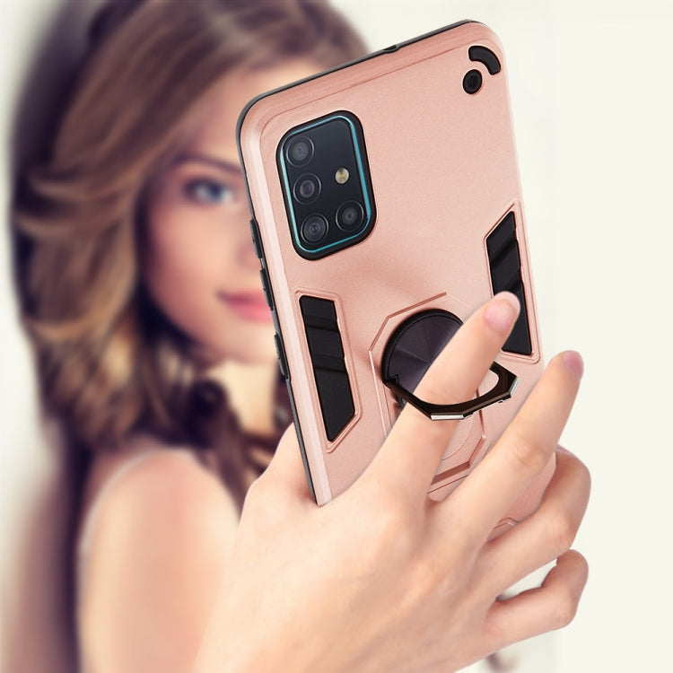 For Samsung Galaxy A51 2 in 1 Armour Series PC + TPU Protective Case with Ring Holder