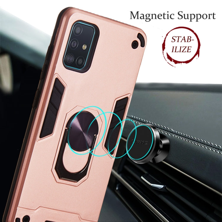 For Samsung Galaxy A51 2 in 1 Armour Series PC + TPU Protective Case with Ring Holder
