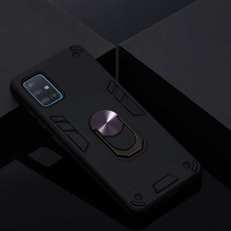 For Samsung Galaxy A51 2 in 1 Armour Series PC + TPU Protective Case with Ring Holder