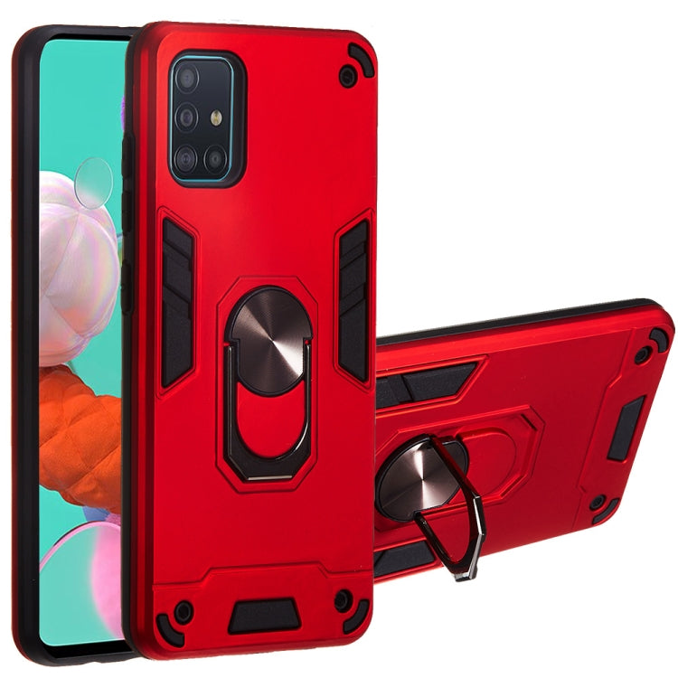 For Samsung Galaxy A51 2 in 1 Armour Series PC + TPU Protective Case with Ring Holder