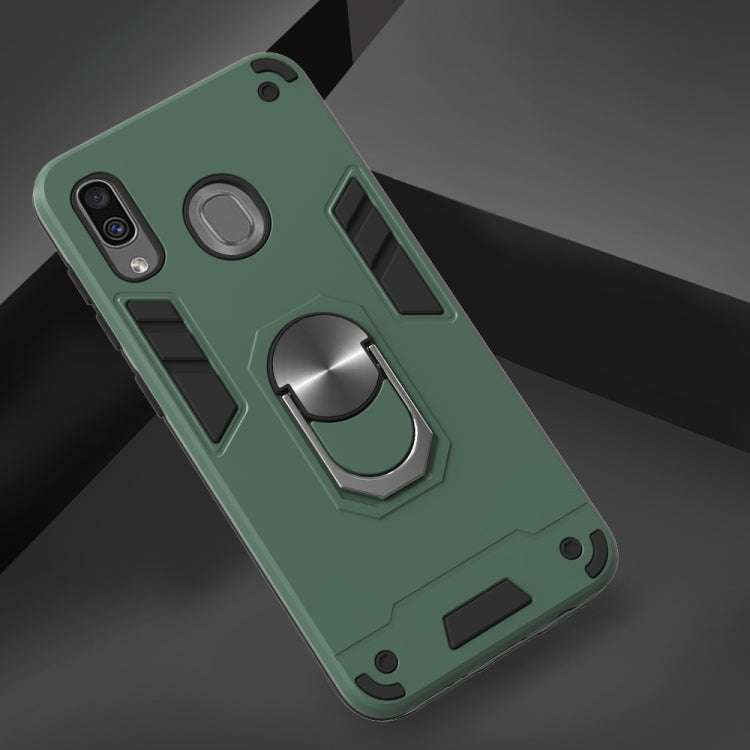 For Samsung Galaxy A20 / A30 / M20s 2 in 1 Armour Series PC + TPU Protective Case with Ring Holder