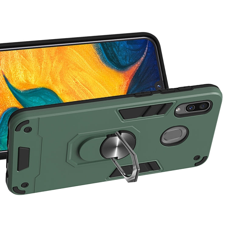 For Samsung Galaxy A20 / A30 / M20s 2 in 1 Armour Series PC + TPU Protective Case with Ring Holder