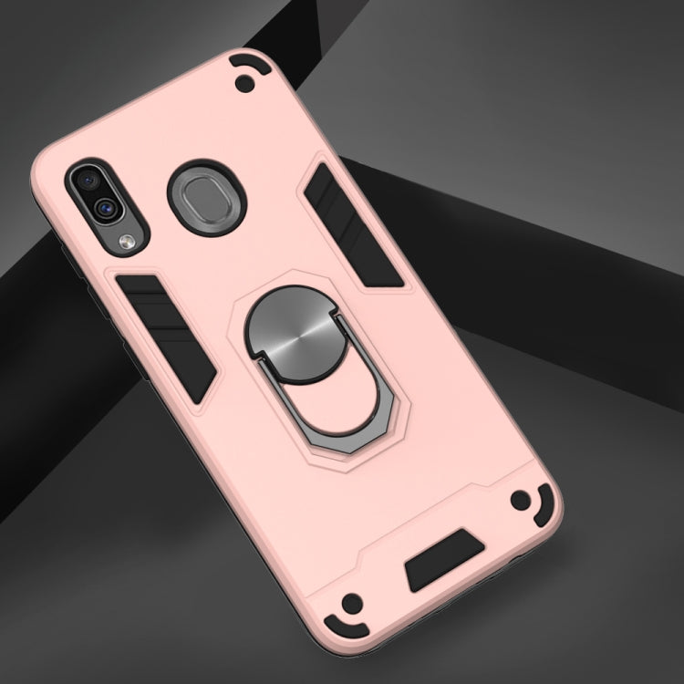 For Samsung Galaxy A20 / A30 / M20s 2 in 1 Armour Series PC + TPU Protective Case with Ring Holder