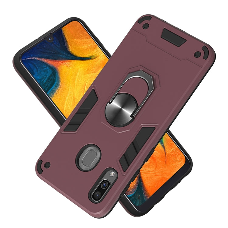 For Samsung Galaxy A20 / A30 / M20s 2 in 1 Armour Series PC + TPU Protective Case with Ring Holder