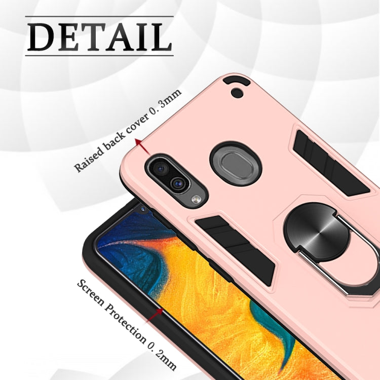 For Samsung Galaxy A20 / A30 / M20s 2 in 1 Armour Series PC + TPU Protective Case with Ring Holder
