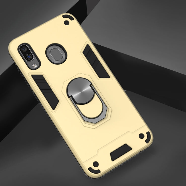 For Samsung Galaxy A20 / A30 / M20s 2 in 1 Armour Series PC + TPU Protective Case with Ring Holder