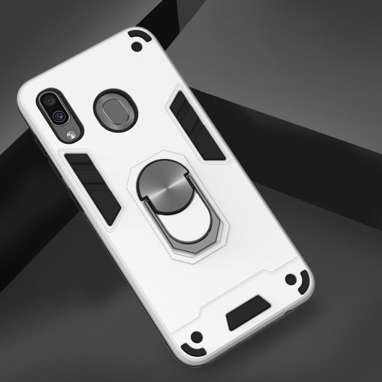 For Samsung Galaxy A20 / A30 / M20s 2 in 1 Armour Series PC + TPU Protective Case with Ring Holder