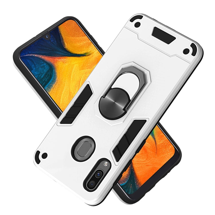 For Samsung Galaxy A20 / A30 / M20s 2 in 1 Armour Series PC + TPU Protective Case with Ring Holder