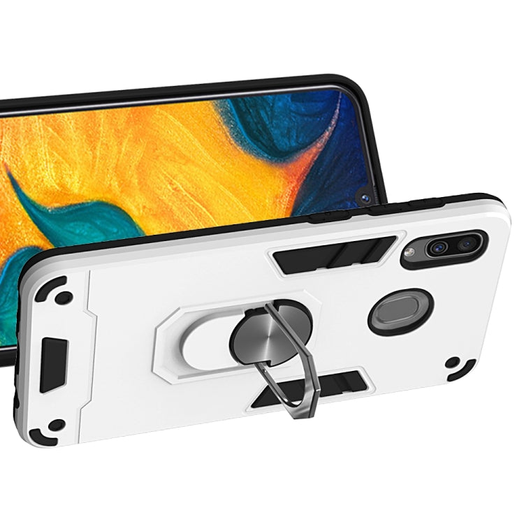 For Samsung Galaxy A20 / A30 / M20s 2 in 1 Armour Series PC + TPU Protective Case with Ring Holder
