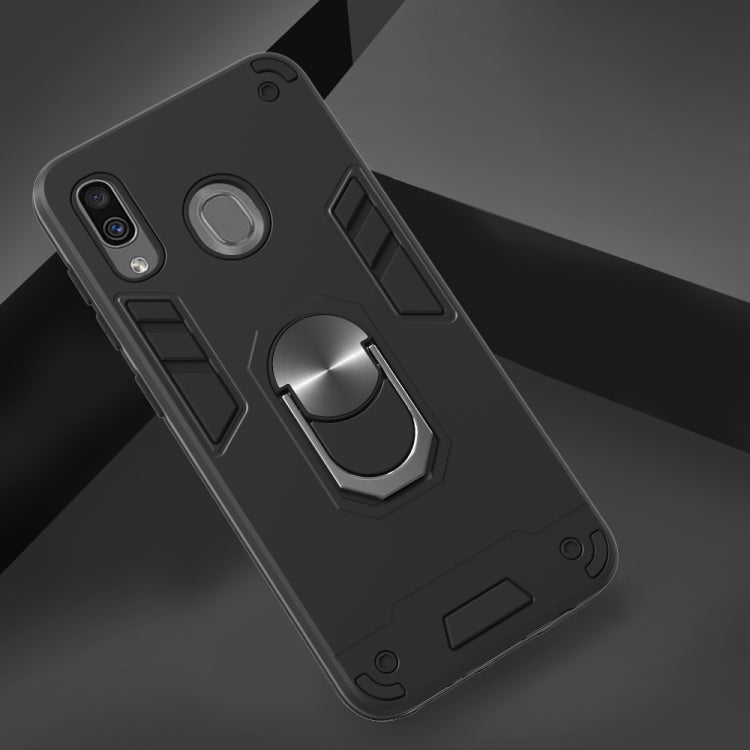 For Samsung Galaxy A20 / A30 / M20s 2 in 1 Armour Series PC + TPU Protective Case with Ring Holder