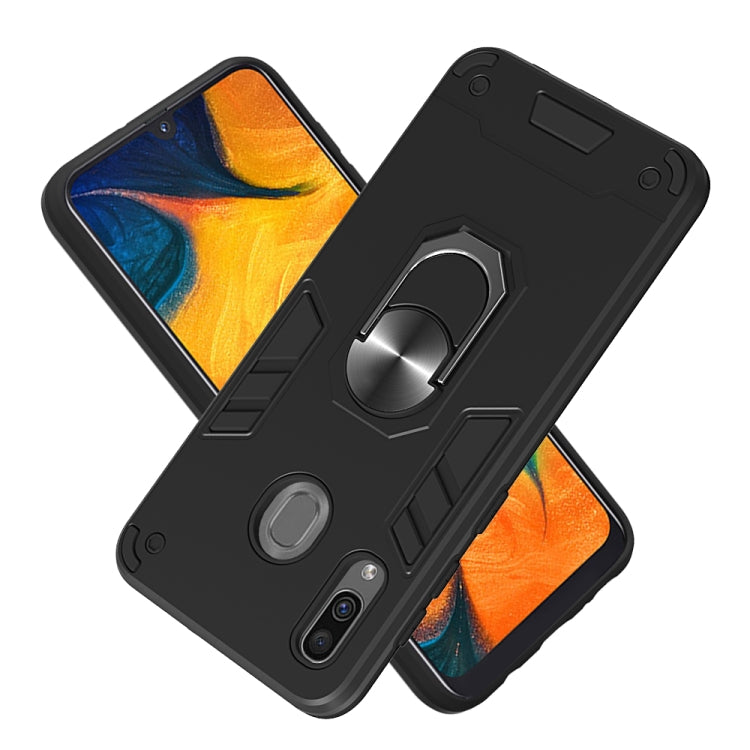For Samsung Galaxy A20 / A30 / M20s 2 in 1 Armour Series PC + TPU Protective Case with Ring Holder