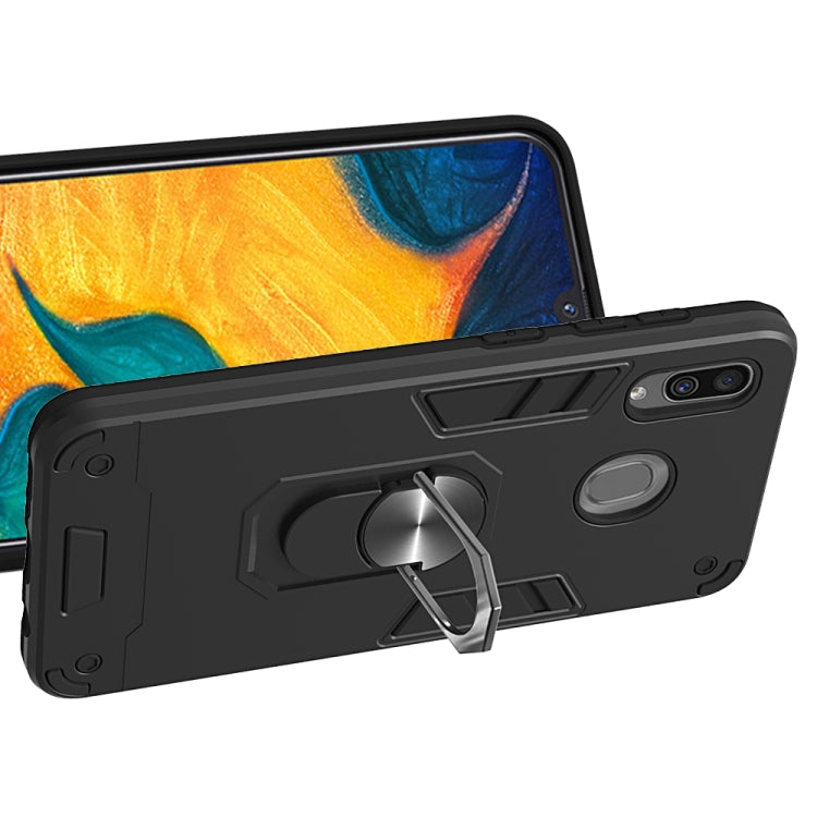 For Samsung Galaxy A20 / A30 / M20s 2 in 1 Armour Series PC + TPU Protective Case with Ring Holder