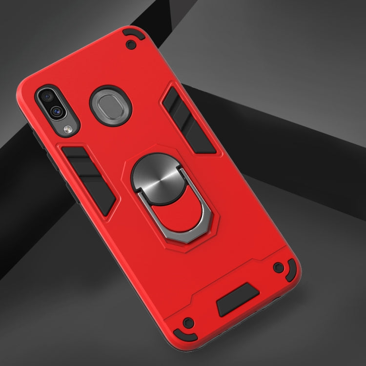 For Samsung Galaxy A20 / A30 / M20s 2 in 1 Armour Series PC + TPU Protective Case with Ring Holder