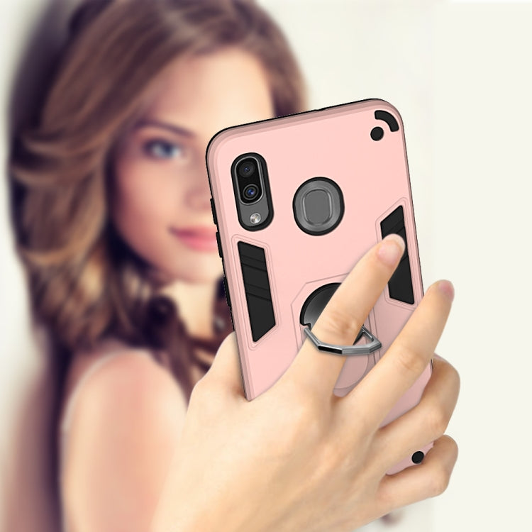 For Samsung Galaxy A20 / A30 / M20s 2 in 1 Armour Series PC + TPU Protective Case with Ring Holder