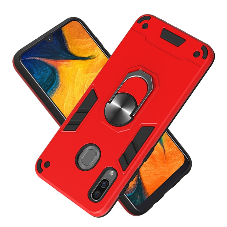 For Samsung Galaxy A20 / A30 / M20s 2 in 1 Armour Series PC + TPU Protective Case with Ring Holder