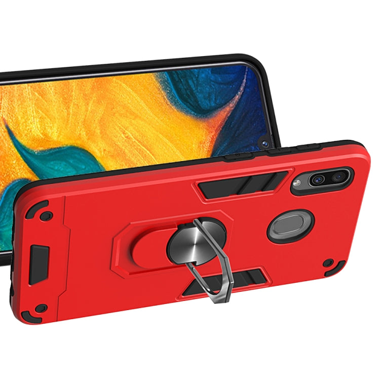 For Samsung Galaxy A20 / A30 / M20s 2 in 1 Armour Series PC + TPU Protective Case with Ring Holder