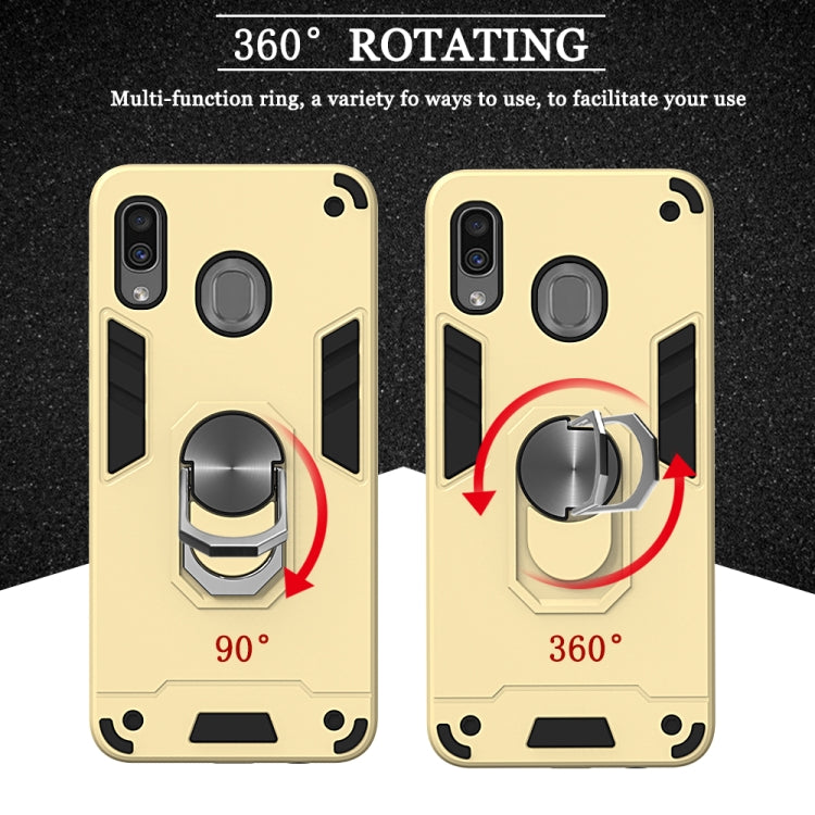 For Samsung Galaxy A20 / A30 / M20s 2 in 1 Armour Series PC + TPU Protective Case with Ring Holder