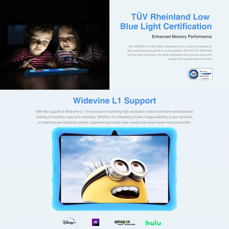 [HK Warehouse] DOOGEE U10 KID Tablet 10.1 inch, 9GB+128GB, Android 13 RK3562 Quad Core Support Parental Control, Global Version with Google Play, EU Plug(Blue)