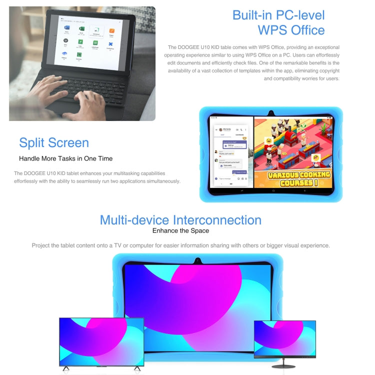 [HK Warehouse] DOOGEE U10 KID Tablet 10.1 inch, 9GB+128GB, Android 13 RK3562 Quad Core Support Parental Control, Global Version with Google Play, EU Plug(Blue)