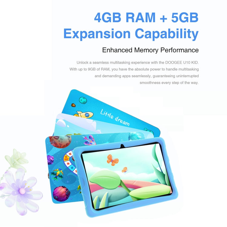 [HK Warehouse] DOOGEE U10 KID Tablet 10.1 inch, 9GB+128GB, Android 13 RK3562 Quad Core Support Parental Control, Global Version with Google Play, EU Plug(Blue)