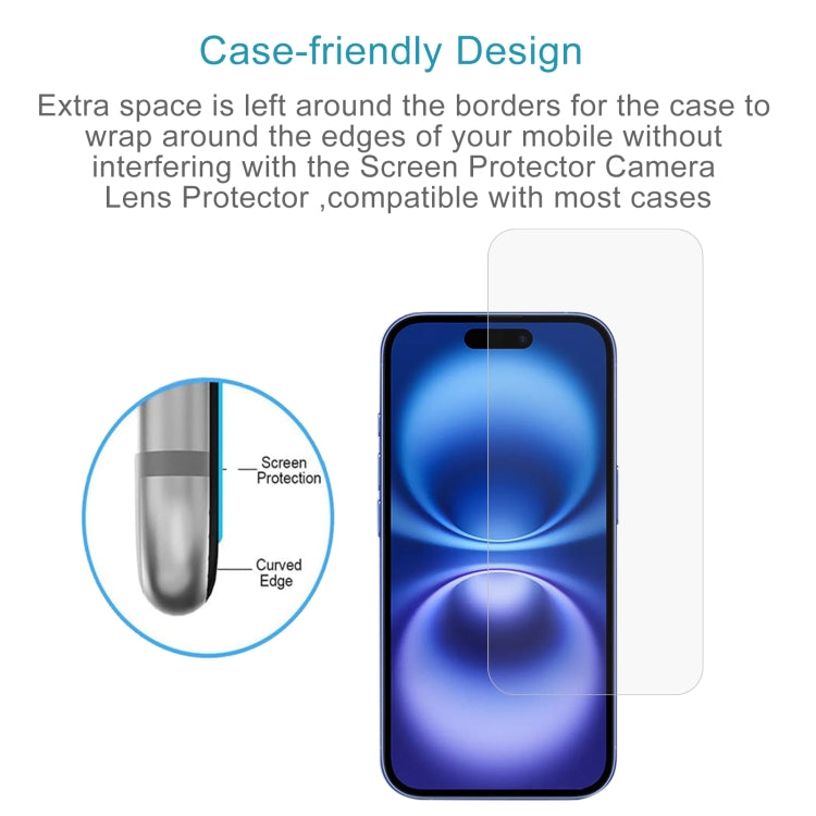 For iPhone 16 50pcs 0.26mm 9H 2.5D Tempered Glass Film
