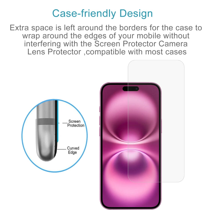 For iPhone 16 Plus 50pcs 0.26mm 9H 2.5D Tempered Glass Film
