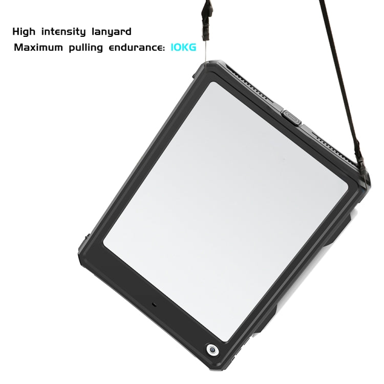 For iPad 10.2 RedPepper Shockproof Waterproof PC + TPU Protective Case with Lanyard & Pen Tray & Holder(Black)