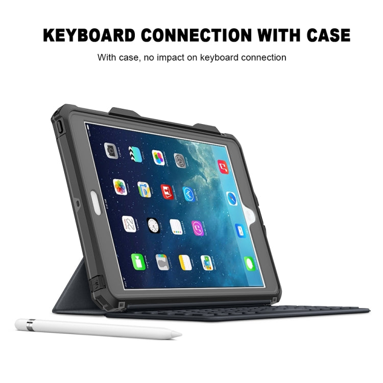 For iPad 10.2 RedPepper Shockproof Waterproof PC + TPU Protective Case with Lanyard & Pen Tray & Holder(Black)