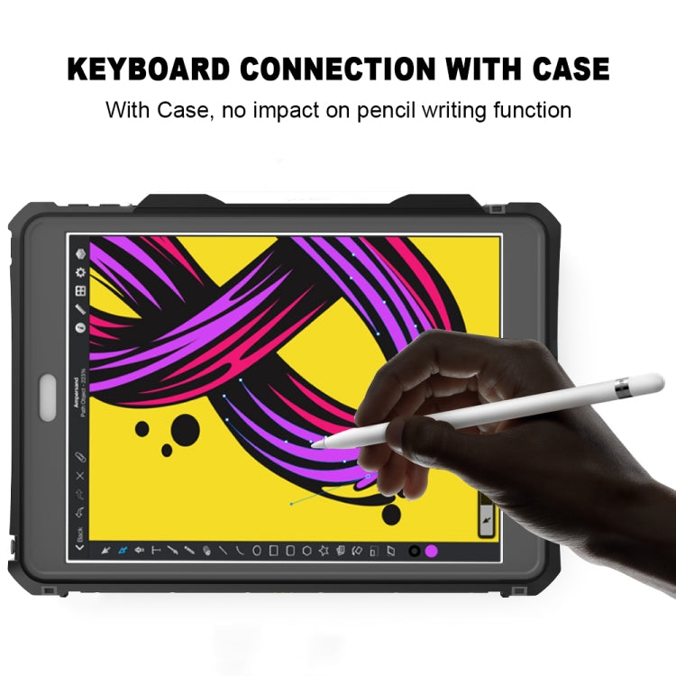 For iPad 10.2 RedPepper Shockproof Waterproof PC + TPU Protective Case with Lanyard & Pen Tray & Holder(Black)