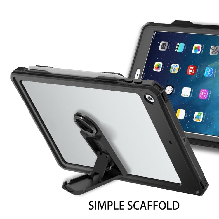 For iPad 10.2 RedPepper Shockproof Waterproof PC + TPU Protective Case with Lanyard & Pen Tray & Holder(Black)