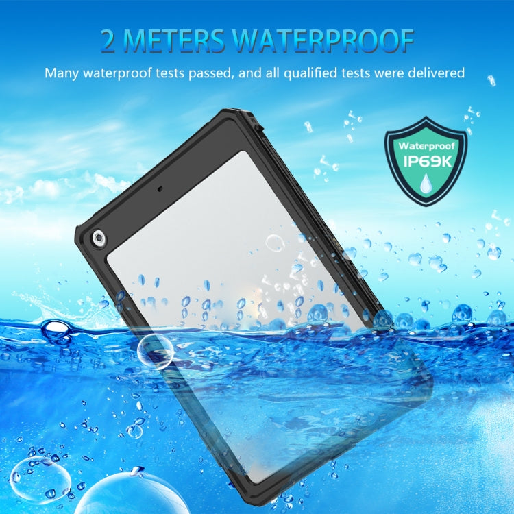 For iPad 10.2 RedPepper Shockproof Waterproof PC + TPU Protective Case with Lanyard & Pen Tray & Holder(Black)