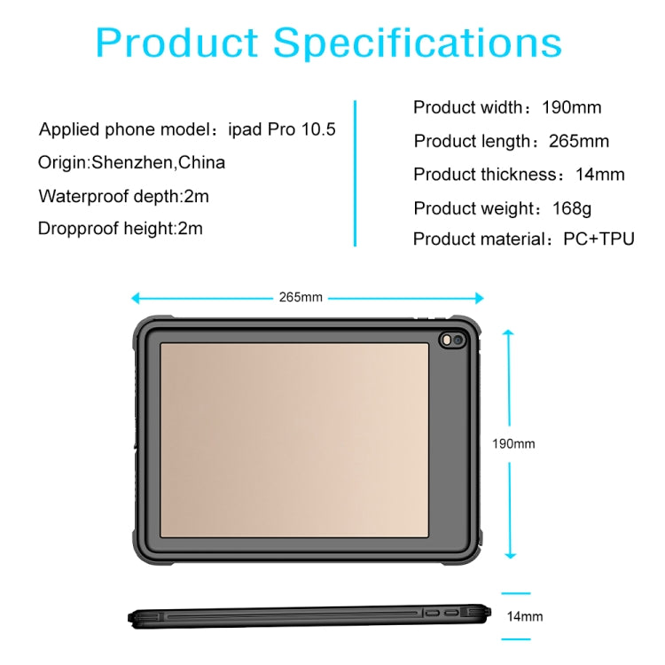 For iPad 10.5 inch RedPepper Shockproof Waterproof PC + TPU Protective Case with Holder(Black)