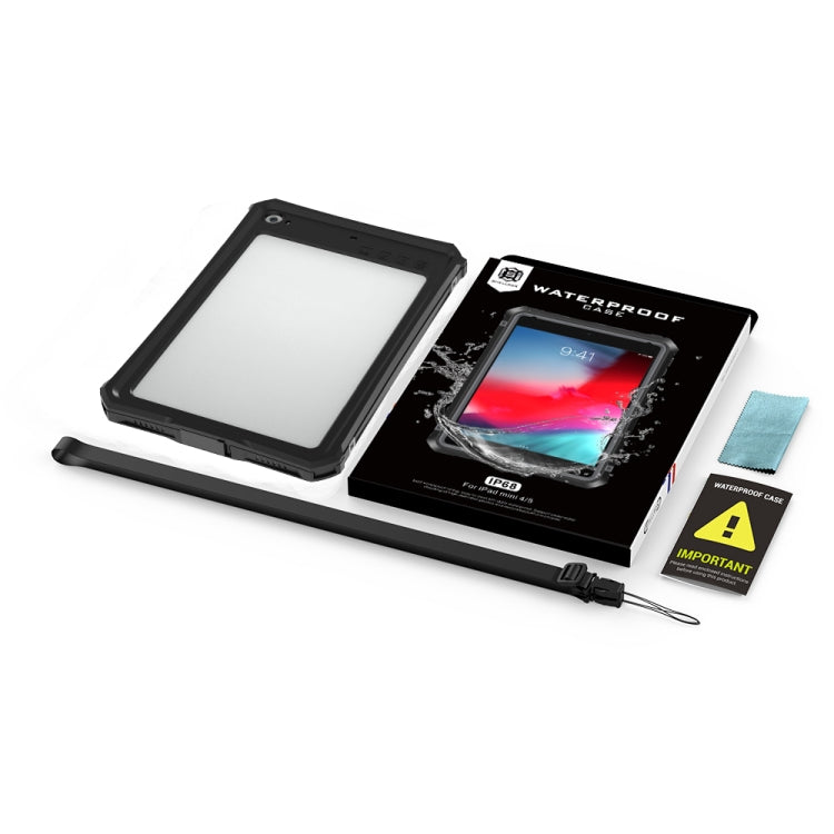 For iPad mini (2019) RedPepper Shockproof Waterproof PC + TPU Protective Case with Lanyard & Holder(Black)