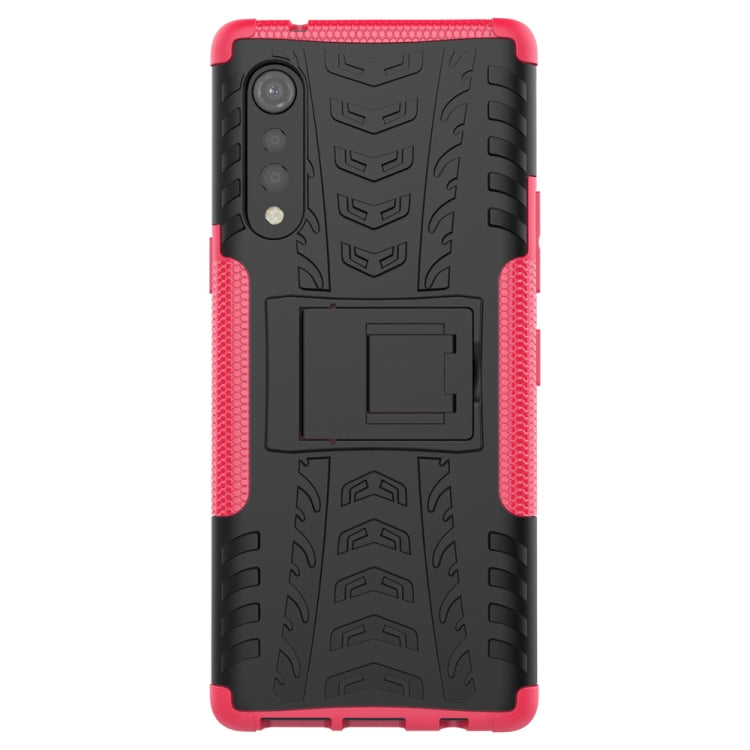 For LG Velvet Tire Texture Shockproof TPU+PC Protective Case with Holder