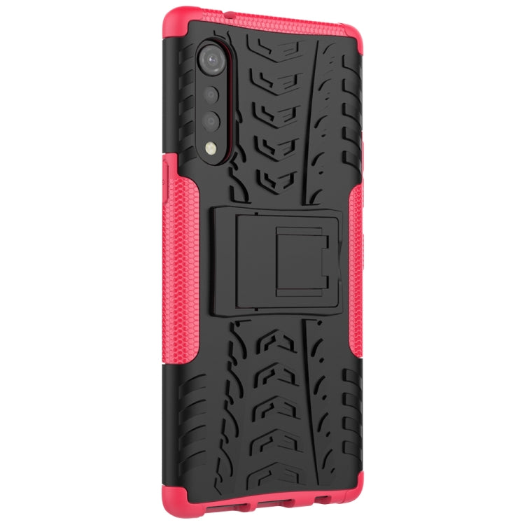 For LG Velvet Tire Texture Shockproof TPU+PC Protective Case with Holder