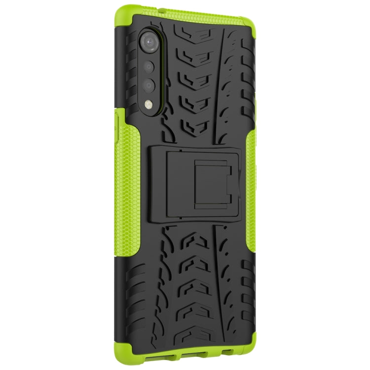 For LG Velvet Tire Texture Shockproof TPU+PC Protective Case with Holder