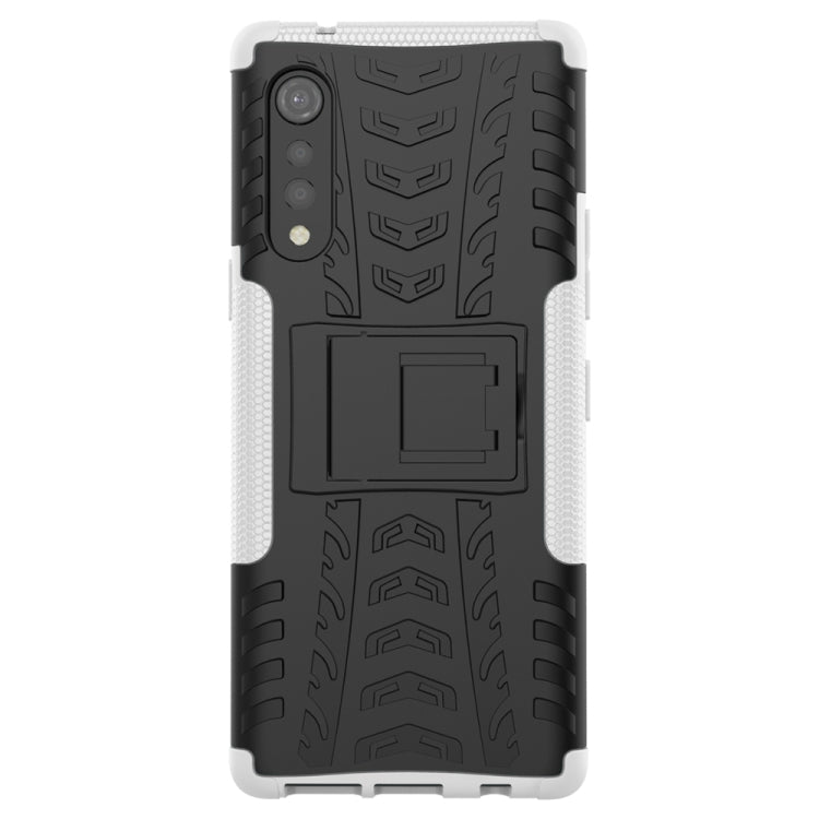 For LG Velvet Tire Texture Shockproof TPU+PC Protective Case with Holder