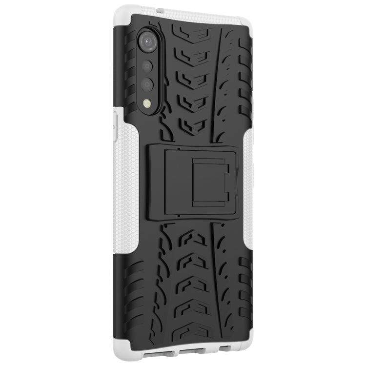 For LG Velvet Tire Texture Shockproof TPU+PC Protective Case with Holder