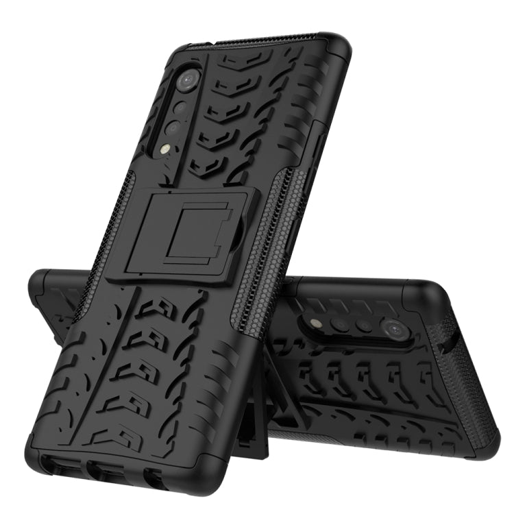 For LG Velvet Tire Texture Shockproof TPU+PC Protective Case with Holder