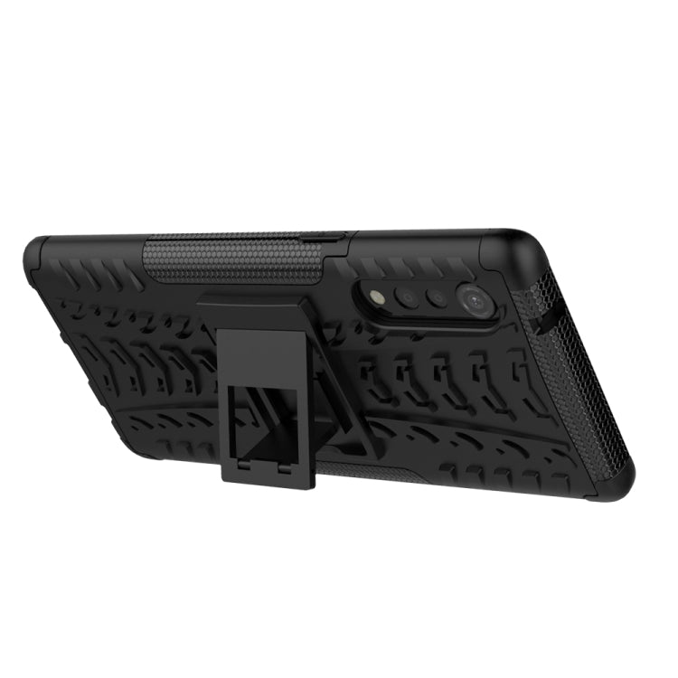 For LG Velvet Tire Texture Shockproof TPU+PC Protective Case with Holder