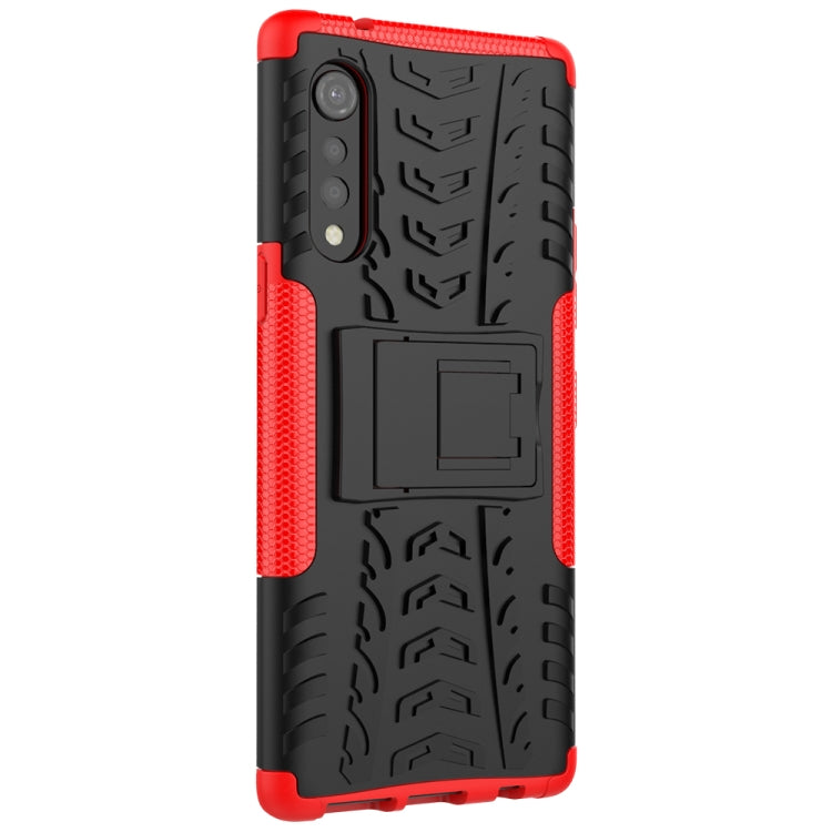 For LG Velvet Tire Texture Shockproof TPU+PC Protective Case with Holder