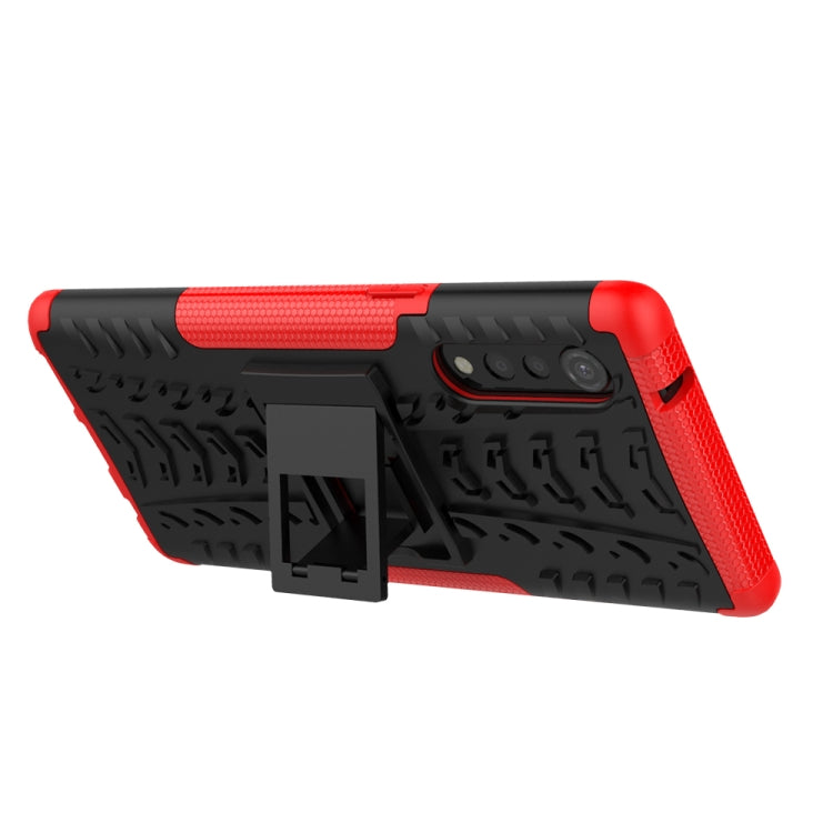 For LG Velvet Tire Texture Shockproof TPU+PC Protective Case with Holder