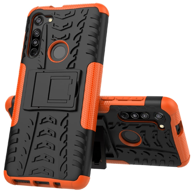 For Motorola Moto G8 / Moto G Fast Tire Texture Shockproof TPU+PC Protective Case with Holder