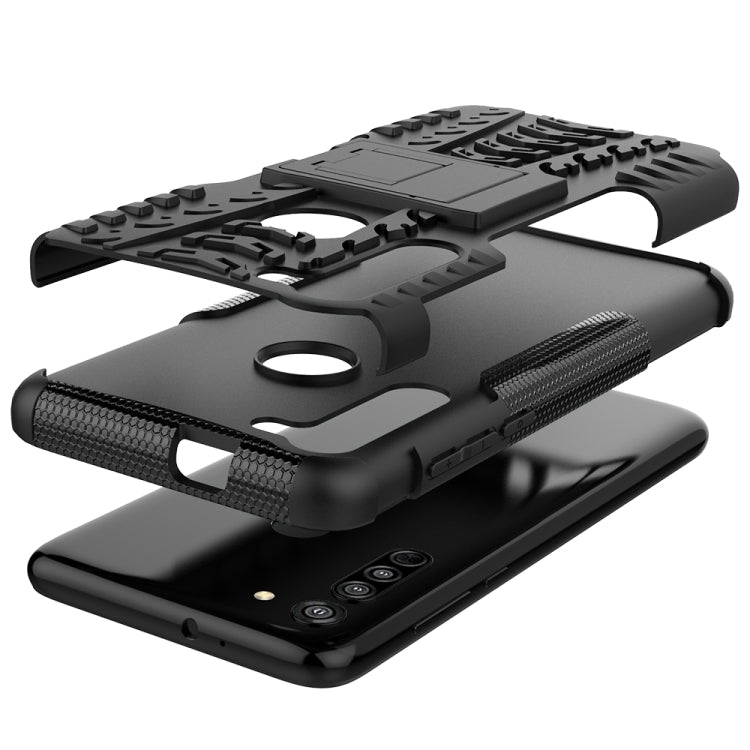 For Motorola Moto G8 / Moto G Fast Tire Texture Shockproof TPU+PC Protective Case with Holder