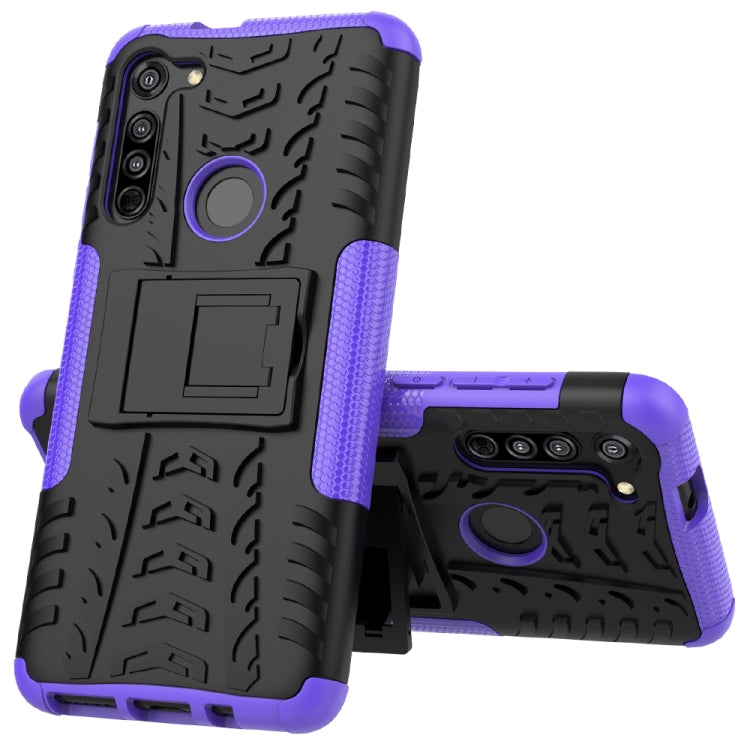 For Motorola Moto G8 / Moto G Fast Tire Texture Shockproof TPU+PC Protective Case with Holder
