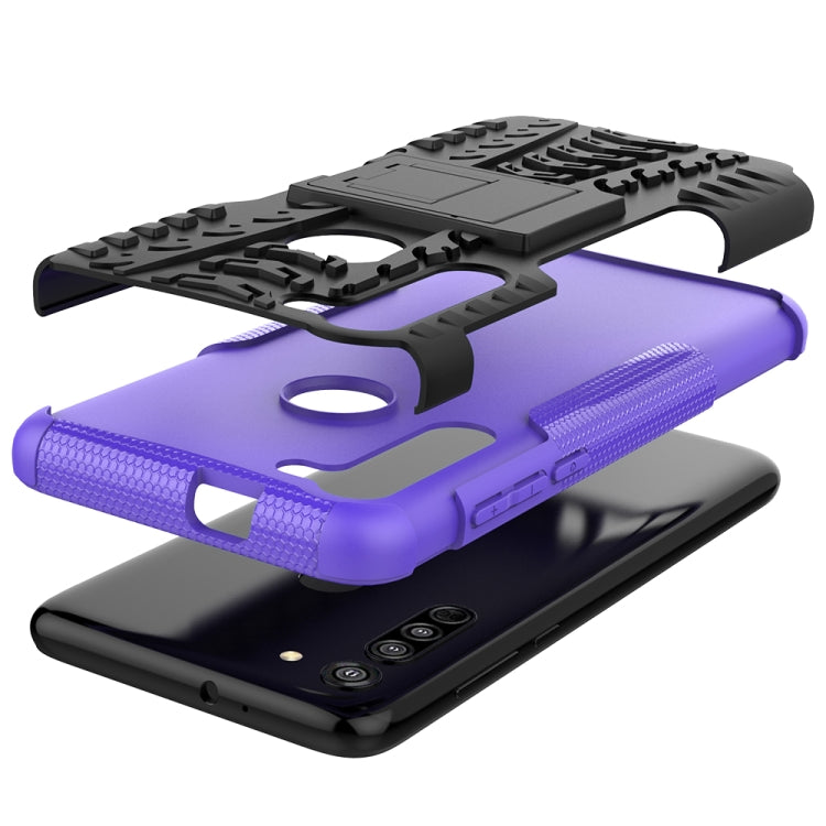 For Motorola Moto G8 / Moto G Fast Tire Texture Shockproof TPU+PC Protective Case with Holder