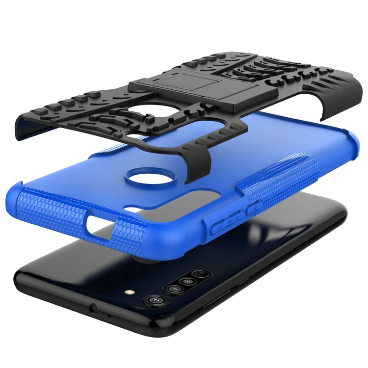 For Motorola Moto G8 / Moto G Fast Tire Texture Shockproof TPU+PC Protective Case with Holder