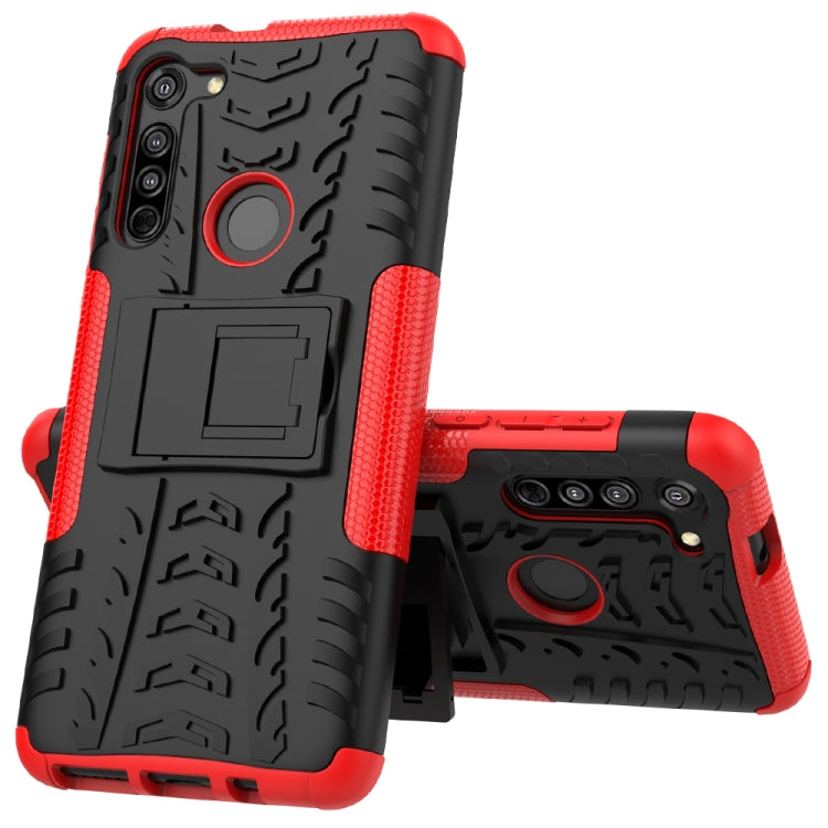 For Motorola Moto G8 / Moto G Fast Tire Texture Shockproof TPU+PC Protective Case with Holder