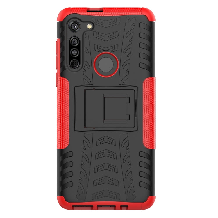 For Motorola Moto G8 / Moto G Fast Tire Texture Shockproof TPU+PC Protective Case with Holder